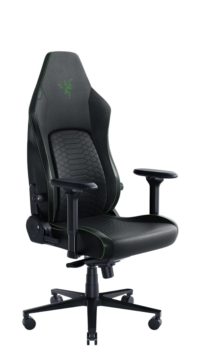 A black and green Razer V2 on a plain background