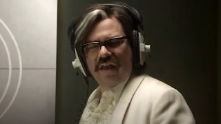 Steven Toast in recording booth on Toast of London