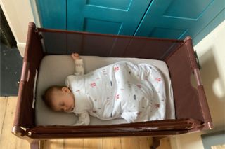 Our tester's baby sleeps soundly in the SnuzPod Studio