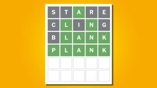 Wordle answer 697 on a yellow background