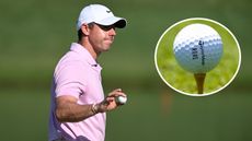 Rory McIlroy and an inset of his RORS golf ball