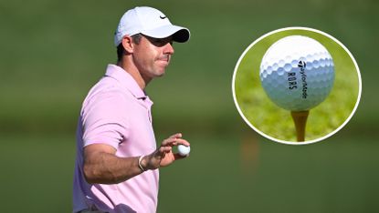 Rory McIlroy and an inset of his RORS golf ball