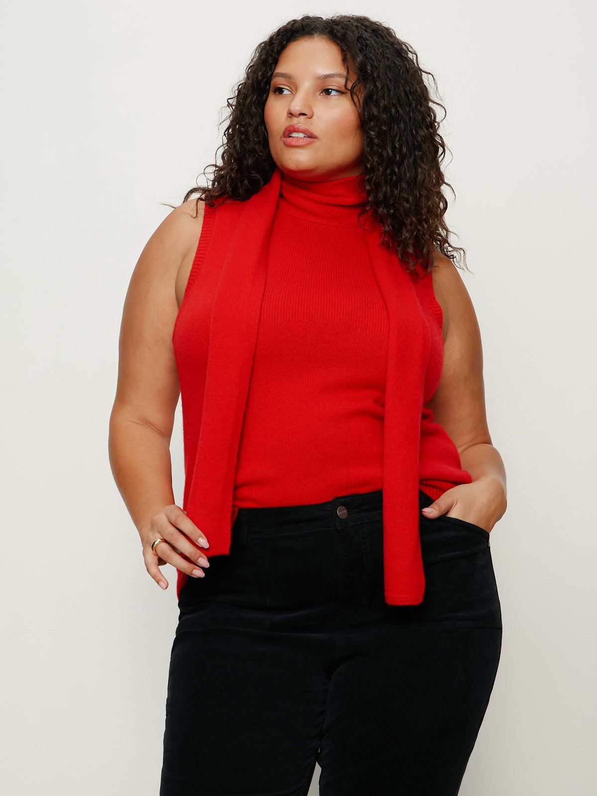 Scarf Sweater Shell Cherry Lacquer Extended Sizing