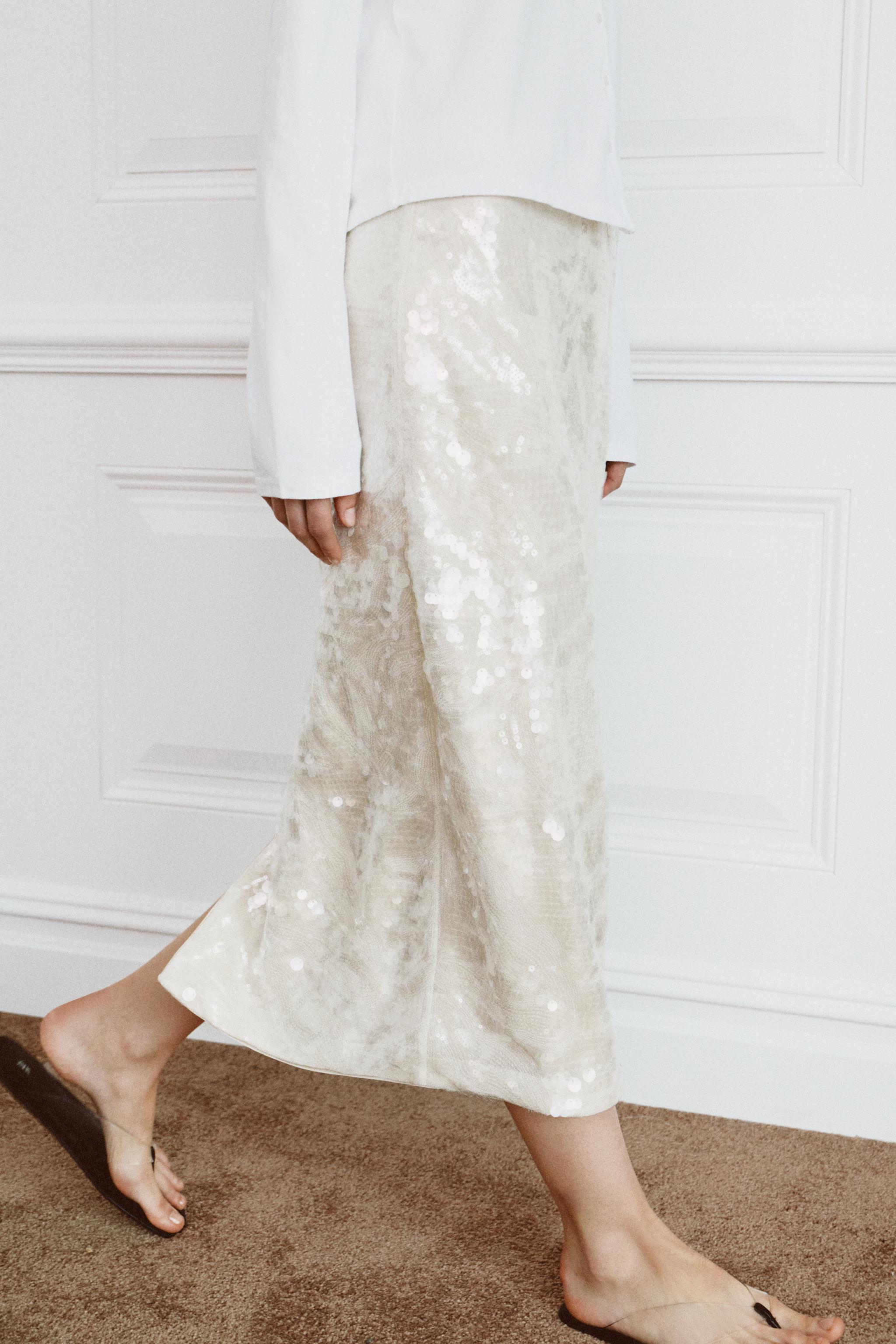 Zw Collection Sequin Midi Skirt