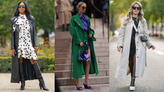 street style influencers showing how to style a trench coat for the weekend