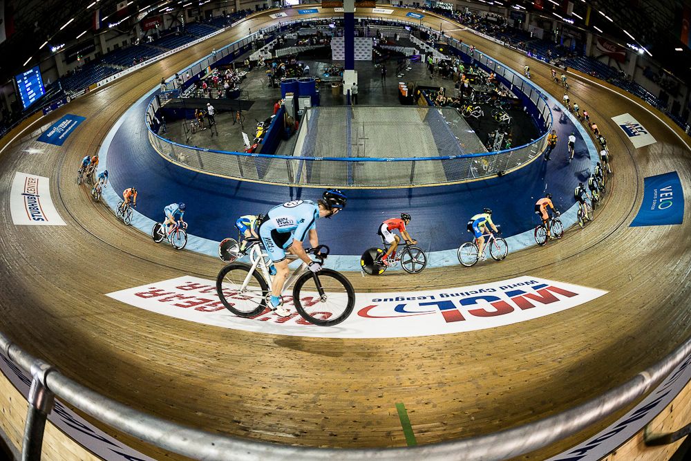 On the velodrome in Carson, California