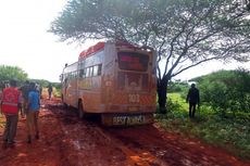 The bus that was attacked in Mandera, Kenya.