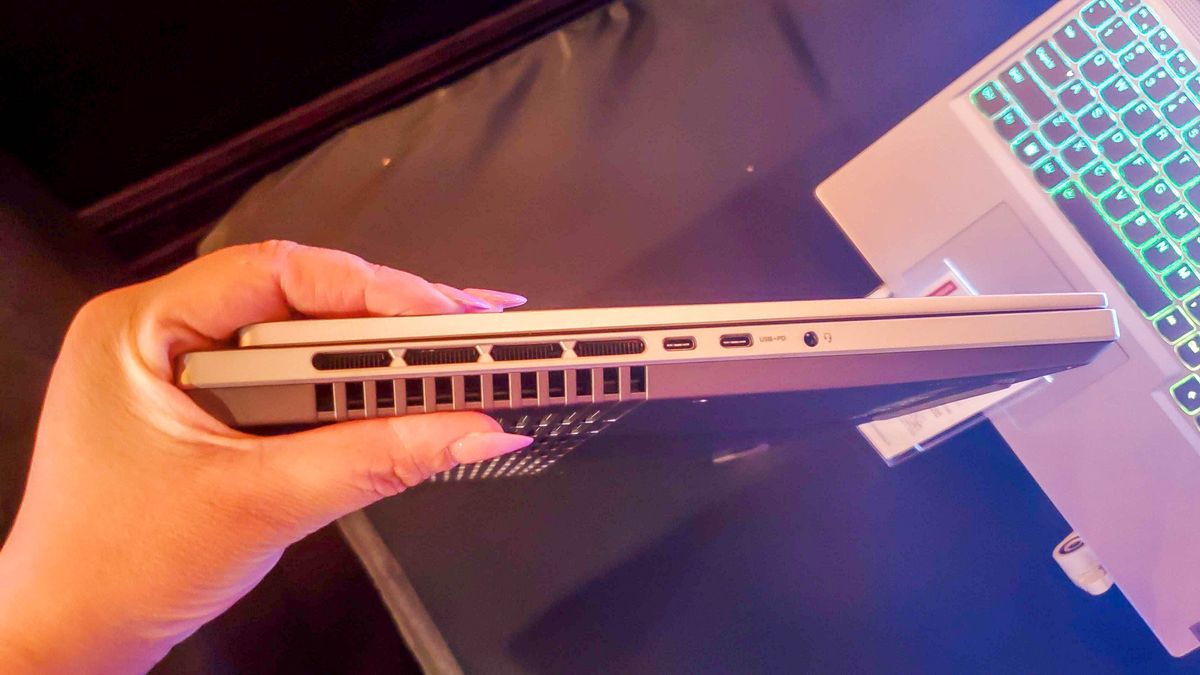 dark laptop side view