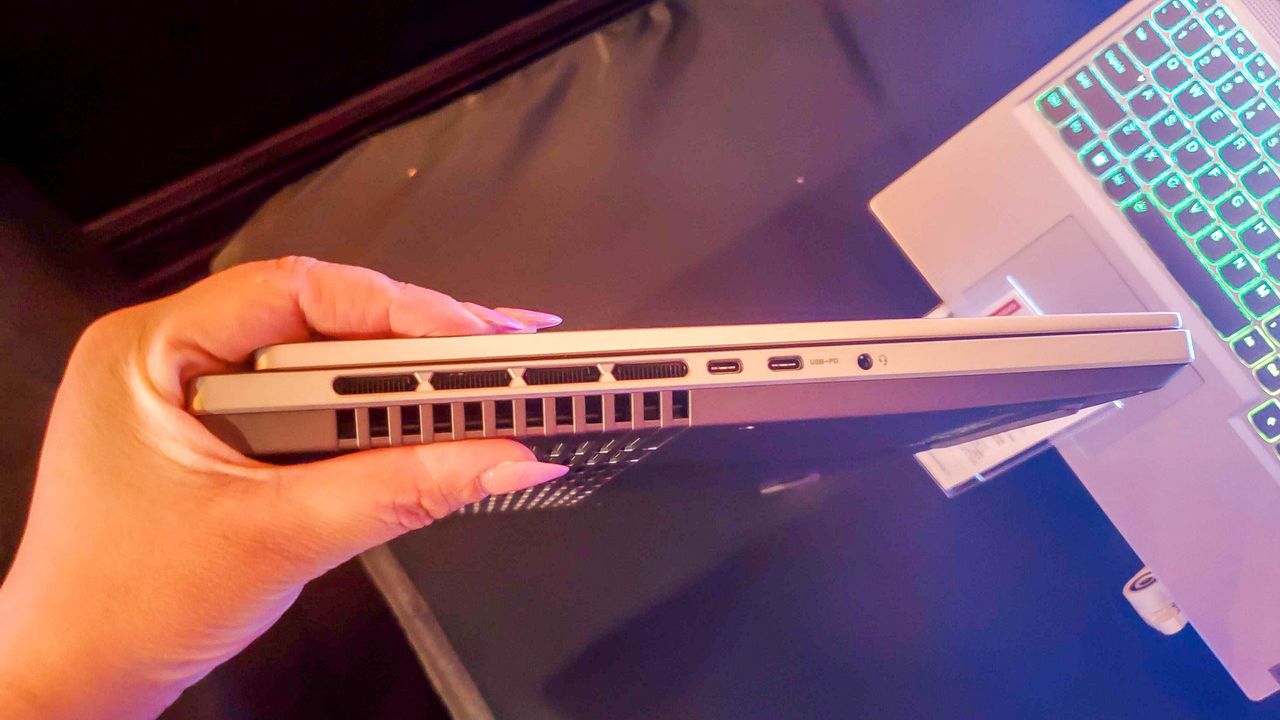 dark laptop side view