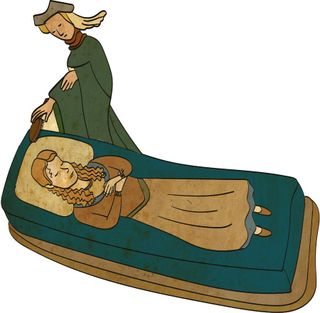 Illustration of a woman dying peacefully.