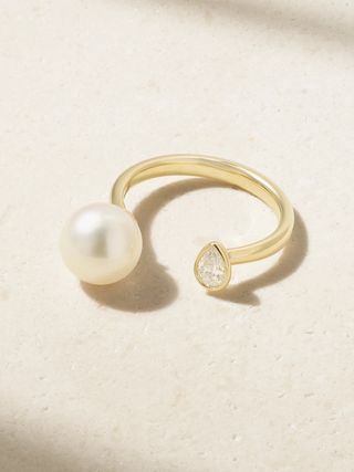 14-Karat Gold Pearl and Diamond Ring