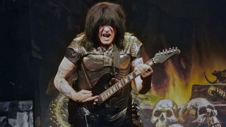 PAMPLONA NAVARRA, SPAIN - MARCH 08: The band Manowar performs in concert at the Kingdom of Rock Festival, at the Navarra Arena, on March 8, 2025, in Pamplona, Navarra, Spain. This is the first edition of Kingdom of Rock, a heavy-rock festival that seeks to bring the best national and international bands to Pamplona. Manowar is an American heavy metal and power metal band formed in 1980. In 1984 they broke the Guinness record of 126 dB as the band with the most powerful sound, beating it on two more occasions. In addition, in 2008 they gave the longest heavy metal concert in history, which lasted five hours and ten minutes. (Photo By Eduardo Sanz/Europa Press via Getty Images)