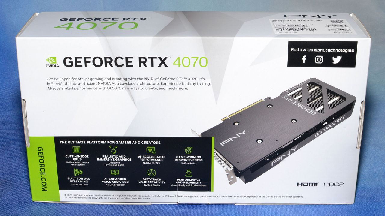 PNY RTX 4070 card photos and unboxing