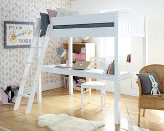 Bunk bedroom ideas: High sleeper loft Bed with full length desk by Little Folks Furniture