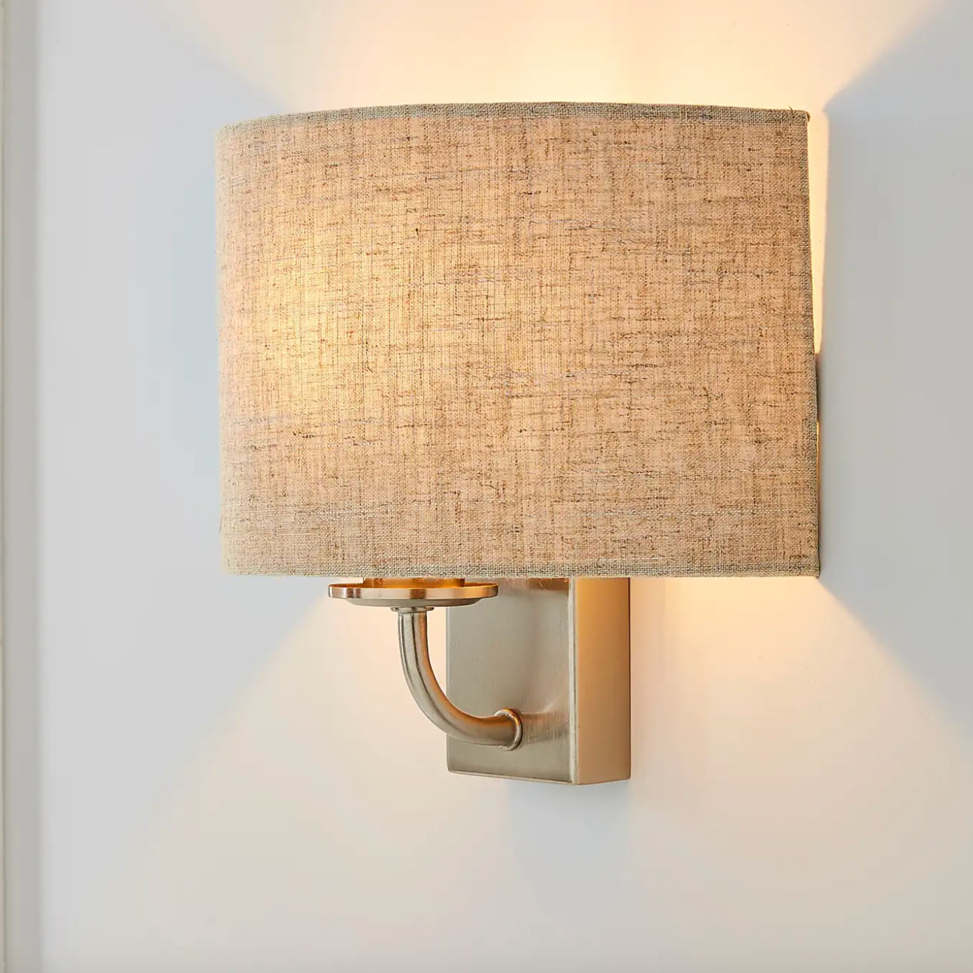 Dunelm natural wall light, fabric shade and gold base