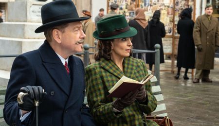Kenneth Branagh as Hercule Poirot and Tina Fey as Ariadne Oliver in A Haunting in Venice