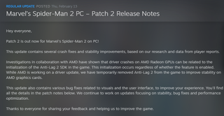 Spider-Man 2 Patch Notes