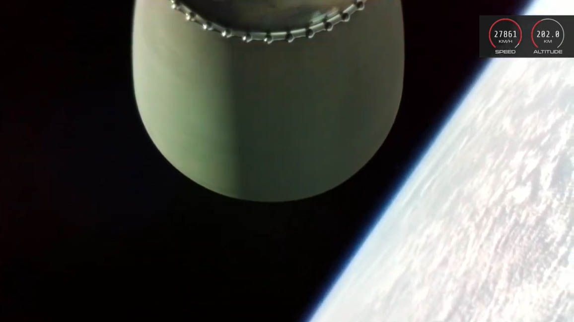 A view from the second stage of a Rocket Lab Electron booster after launching the NROL-151 satellite into orbit for the U.S. National Reconnaissance Office on Jan. 31, 2020 NZDT (Jan. 30 EST).