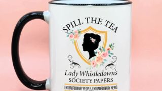 The Lady Whistledown papers mug on Etsy.