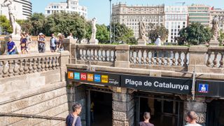 Metro station stop at Plaça de Catalunya in Barcelona