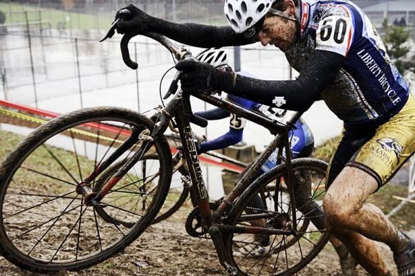 Matt Willing (ABRC - Mars Hill College) pushes his bike up the "wall".