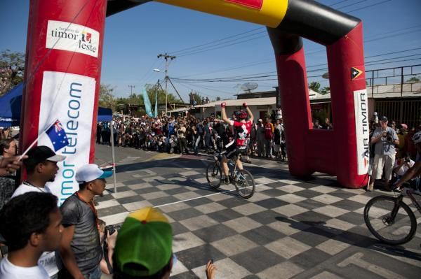 Overall winner Luke Fetch crosses the line