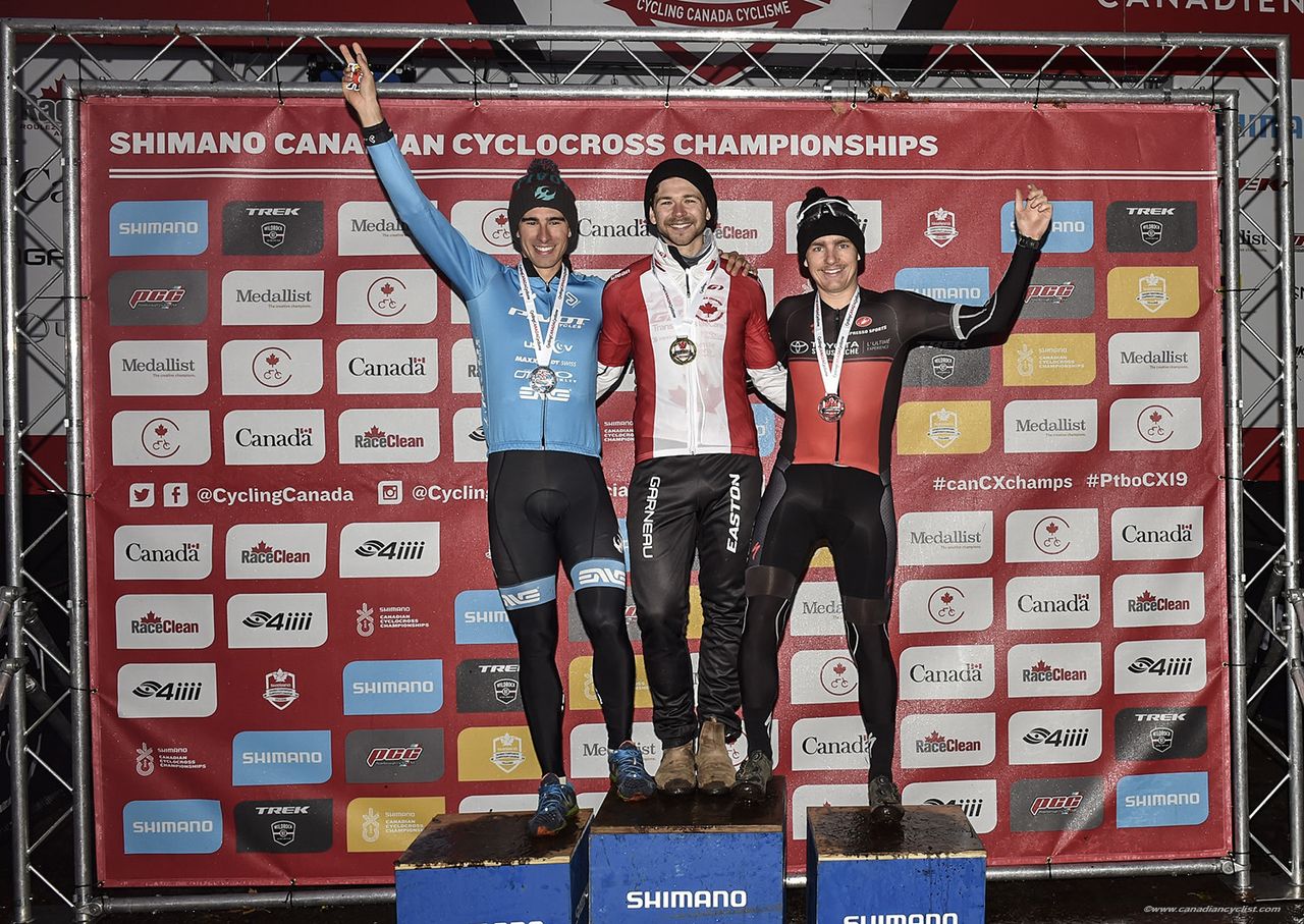 Elite Men's podium:L to r - Marc-andr&eacute; Fortier, Michael van den Ham, Alexandre Vialle