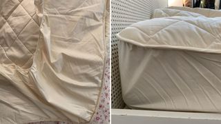 Woolroom Deluxe Washable Mattress Protector on a bed