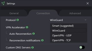 The Protocol options in ProtonVPN Windows settings