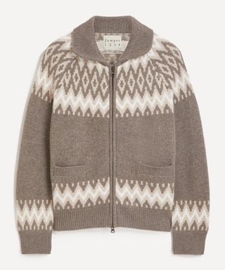 Cashmere Wool Ski Zip-Up Cardigan