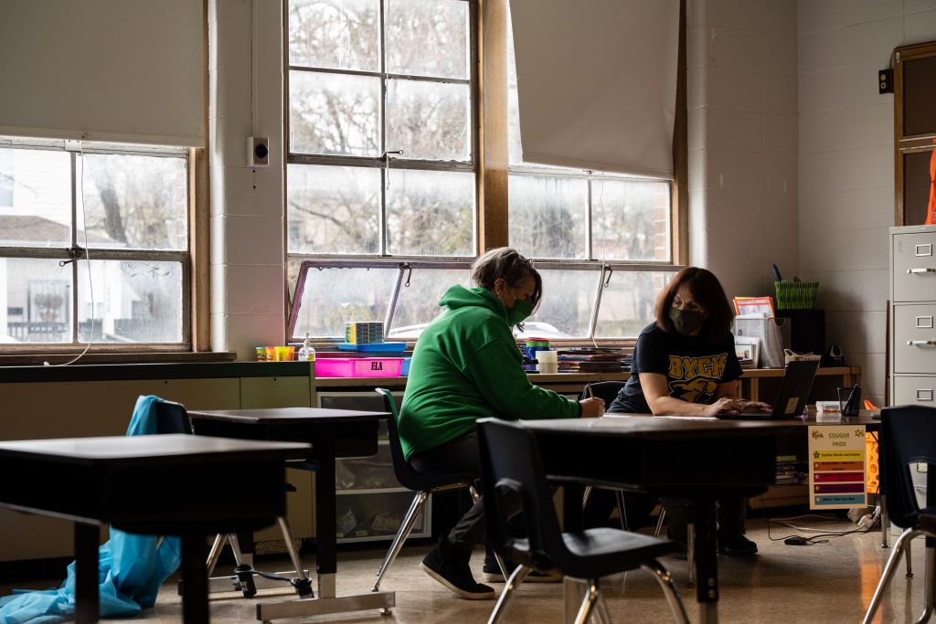 Teachers in classroom.