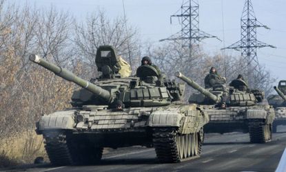 Tank convoy near Donetsk