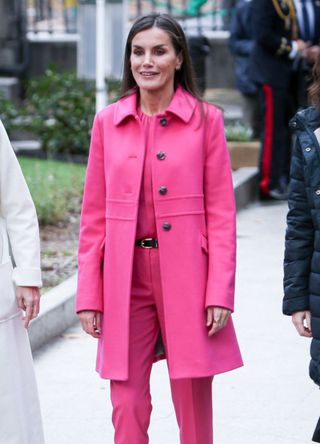 Queen Letizia in a pink outfit