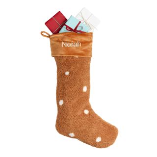 Caramel Fleece Polka-Dot Kids Christmas Stocking