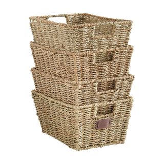 VonHaus Seagrass Storage Baskets, Set of 4