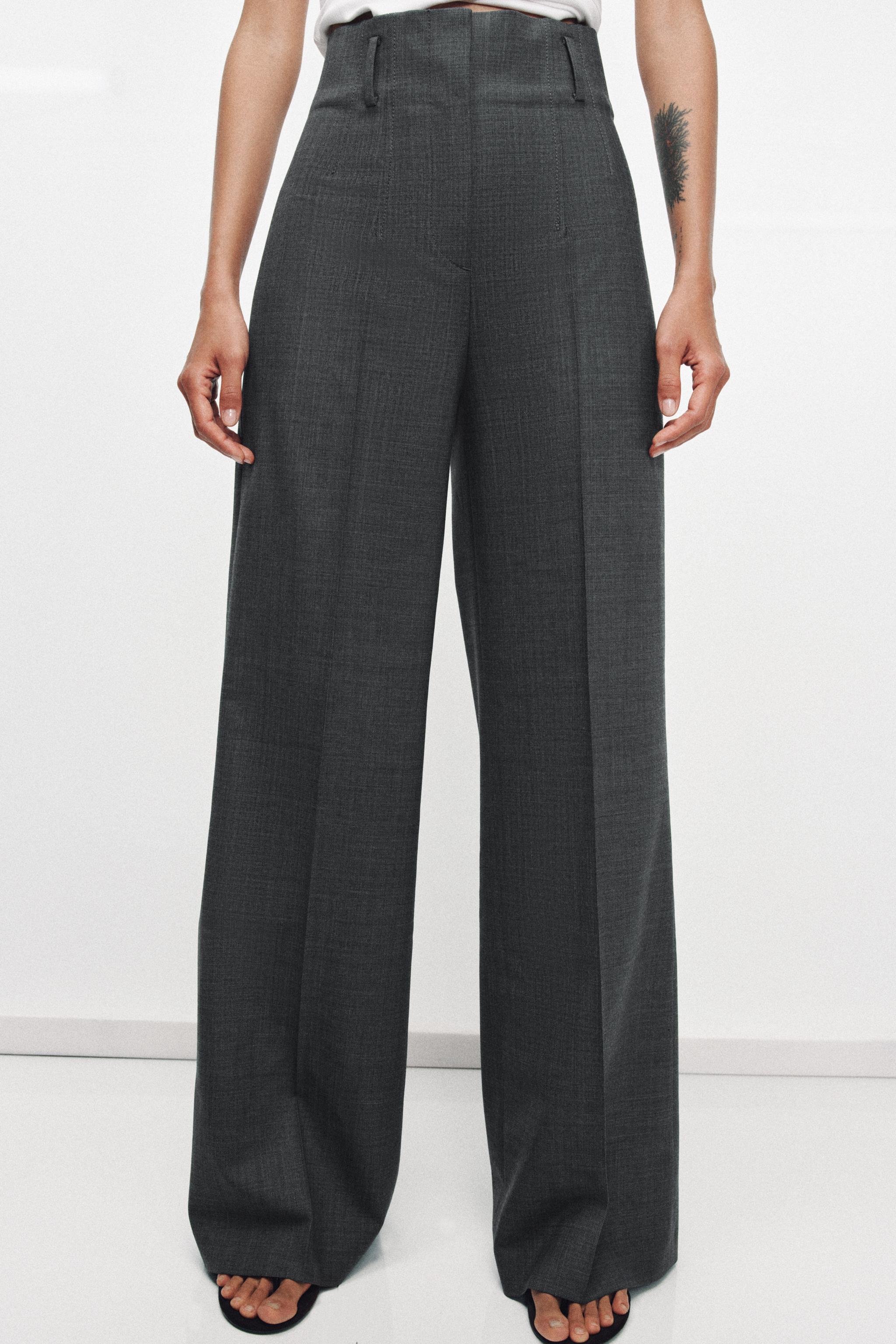 Zw Collection High-Waist Wool Blend Trousers