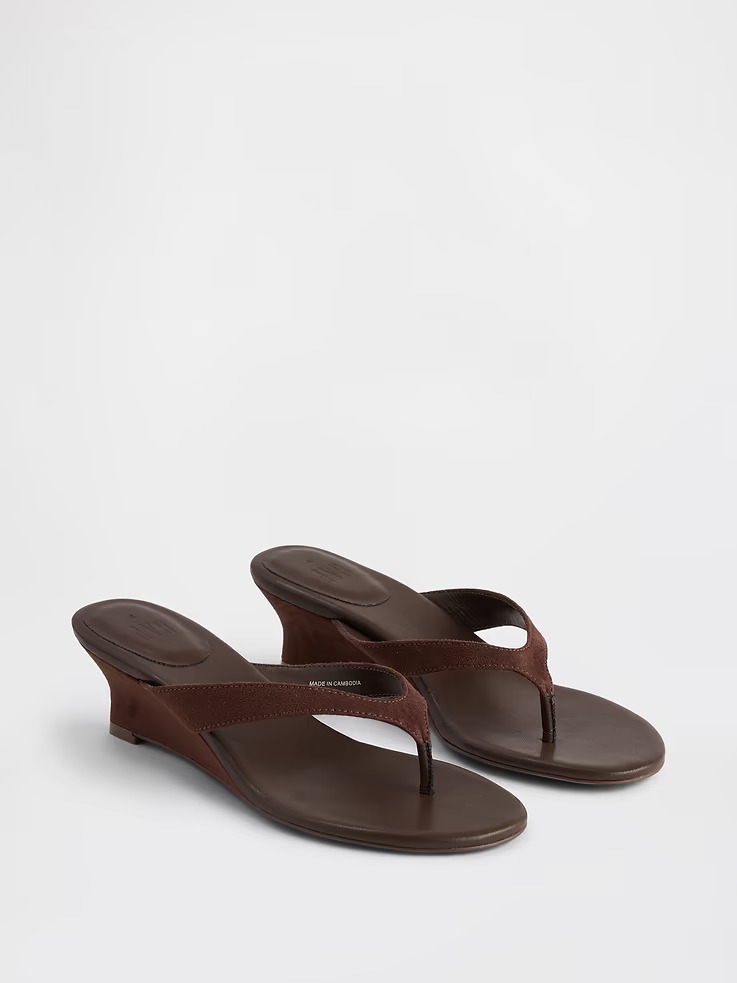 Gap, Vegan Leather Wedge Thong Sandals