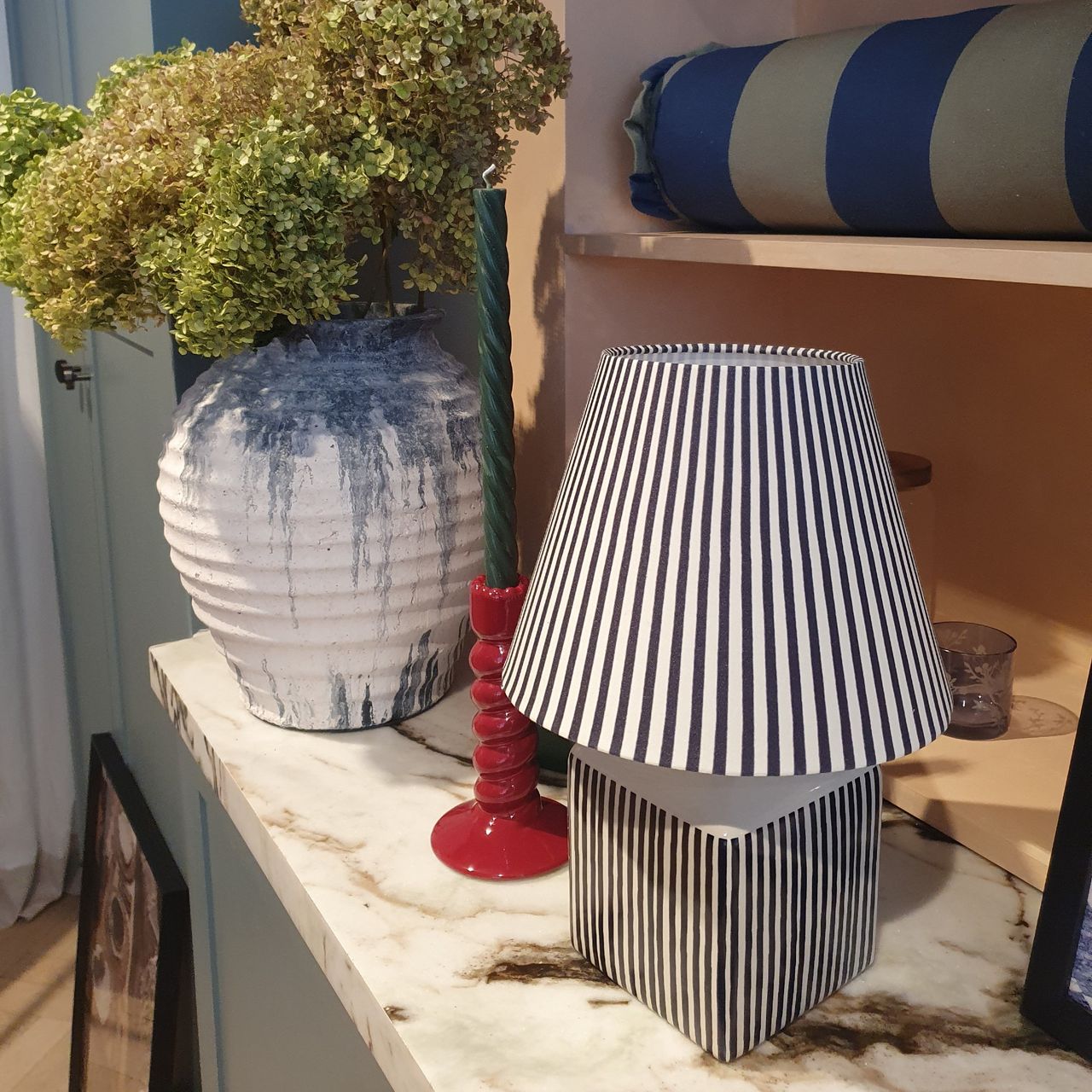 M&amp;S striped table lamp at the M&amp;S A/W 2024 press preview
