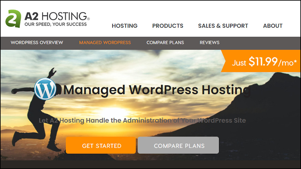 A2 Hosting managed WordPress hosting homepage screenshot