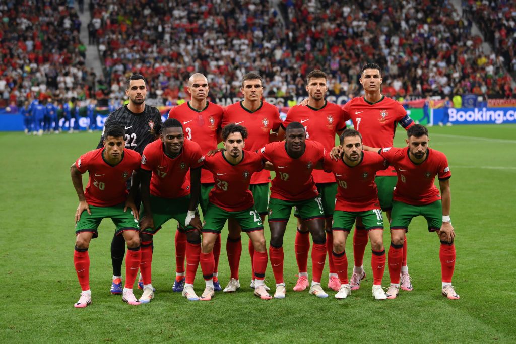 Portugal Euro 2024 squad Players of Portugal pose for a team photograph prior to the UEFA EURO 2024 round of 16 match between Portugal and Slovenia at Frankfurt Arena on July 01, 2024 in Frankfurt am Main, Germany. (Photo by Stu Forster/Getty Images)