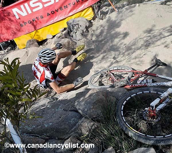 Antoine Caron (Canada) went down hard on Hammerhead