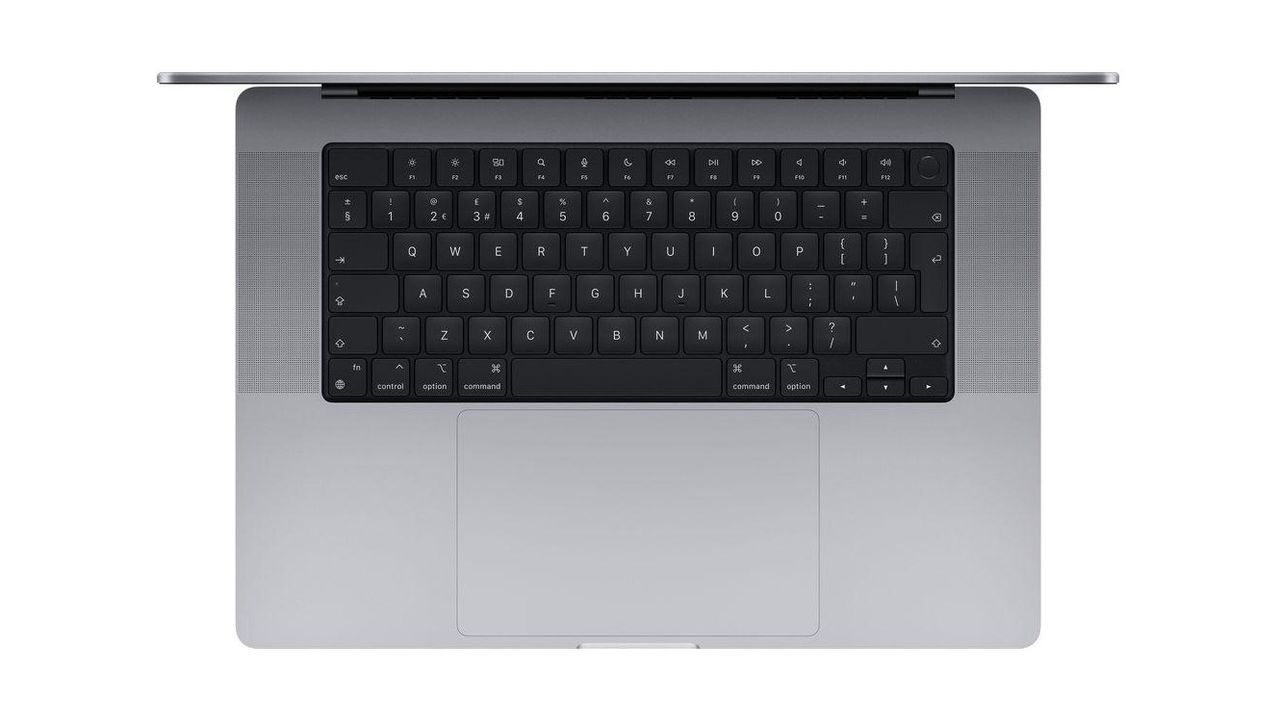 A close-up of the keyboard of the MacBook Pro M1 Pro 16-inch.