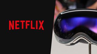 El logotipo de Netflix junto al Apple Vision Pro