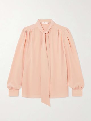 Pussy-Bow Silk-Crepe De Chine Blouse