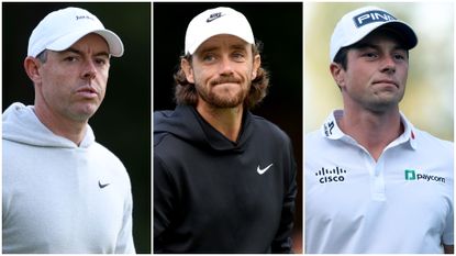 Rory McIlroy, Tommy Fleetwood and Viktor Hovland