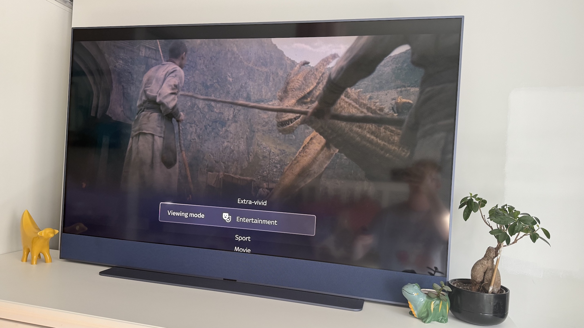 The Sky Glass Gen 2 screen on a white cabinet
