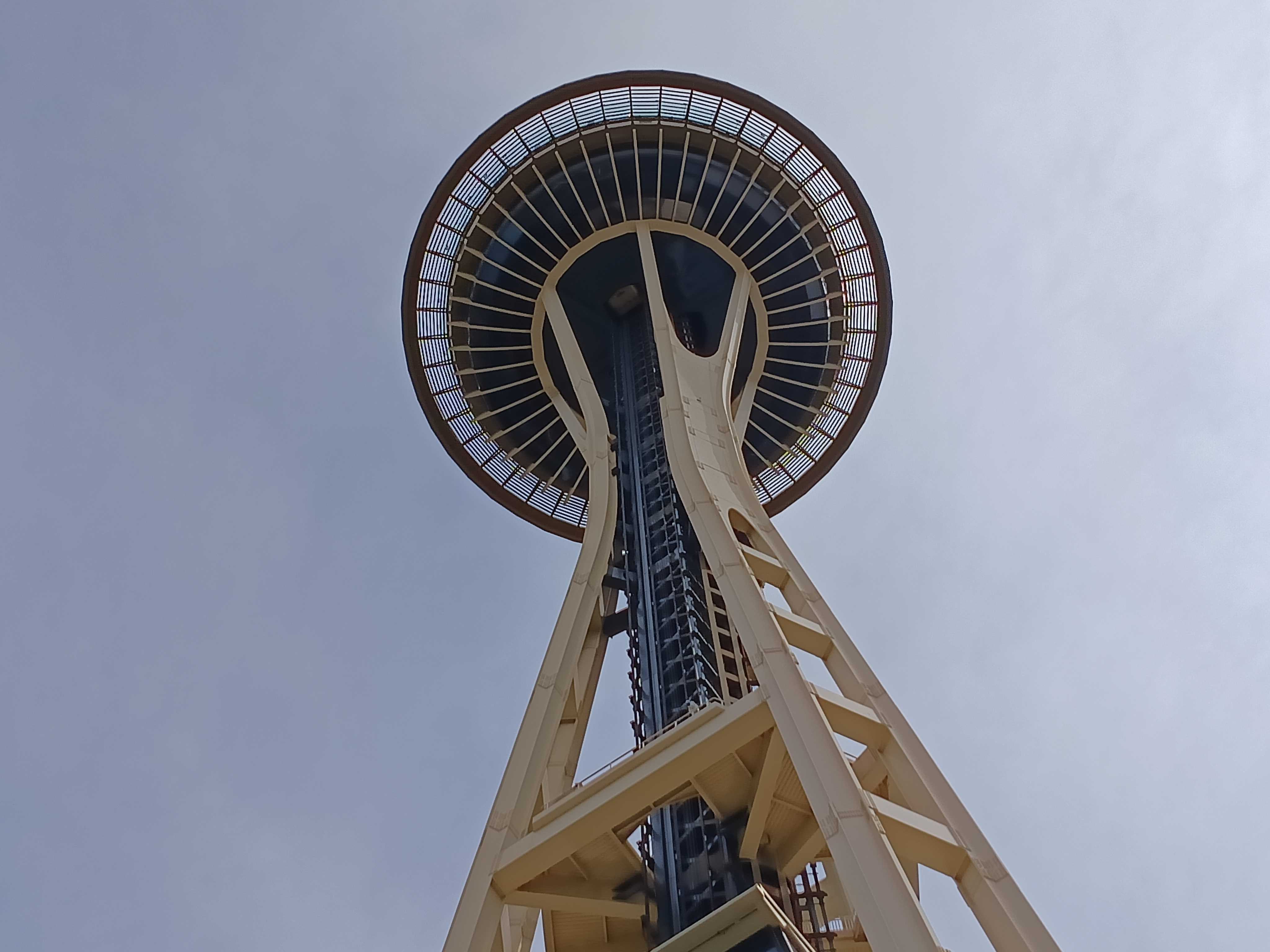 Close up of the Seattle Space Needle from below