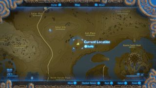 Zoomed in map location for the Irch Plain Breath of the Wild Captured Memories collectible