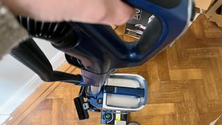 Shark Stratos Upright Vacuum being tested in writer's home