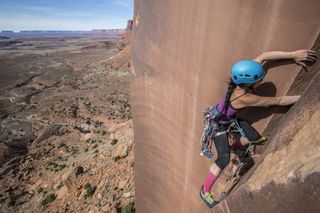 Person rock climbing in Utah